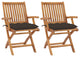 Vidaxl Garden Chairs, Set of 2, With Taupe Cushions Solid Teak Wood
