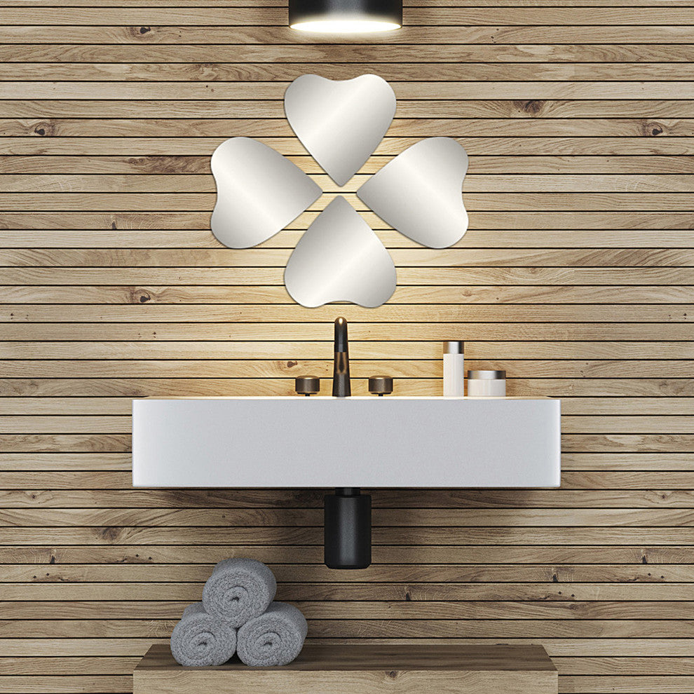 Small Decorative Wall Self Adhesive Shaped Mirrors, Set of 4, Heart