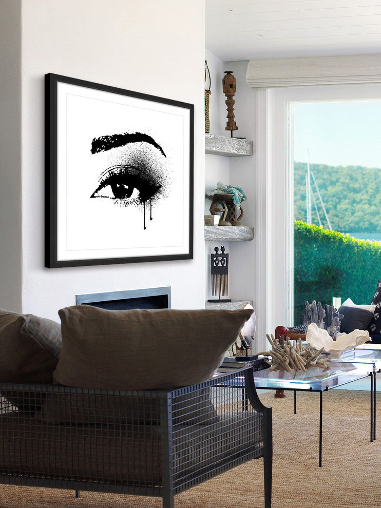Marmont Hill, "Black Drip Eye" by Amanda Greenwood Framed Painting Print, 18x18