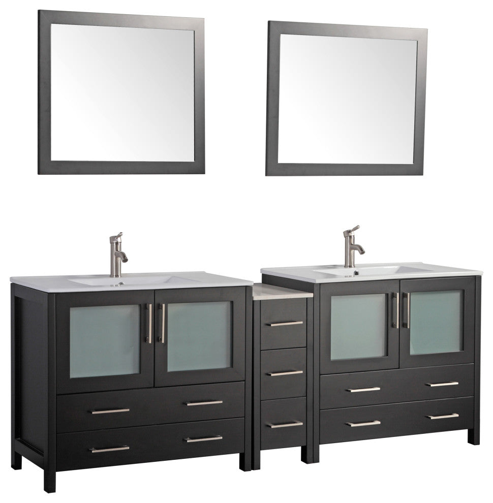 Vanity Art Vanity Set With Ceramic Top, 84", Espresso