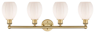 Eaton 4-Light 33" Bath Vanity Light, Brushed Brass Finish, Matte White Shade