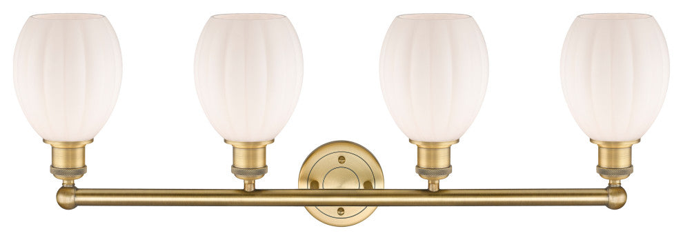 Eaton 4-Light 33" Bath Vanity Light, Brushed Brass Finish, Matte White Shade