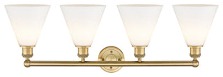 Berkshire 4-Light 35" Bath Vanity Light, Brushed Brass Finish, Matte White Shade