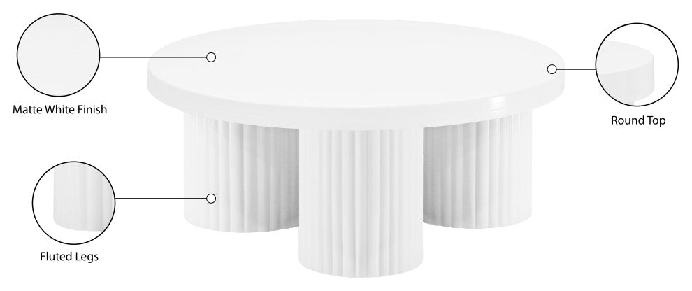Rhodes Coffee Table / End Table, White, Coffee Table
