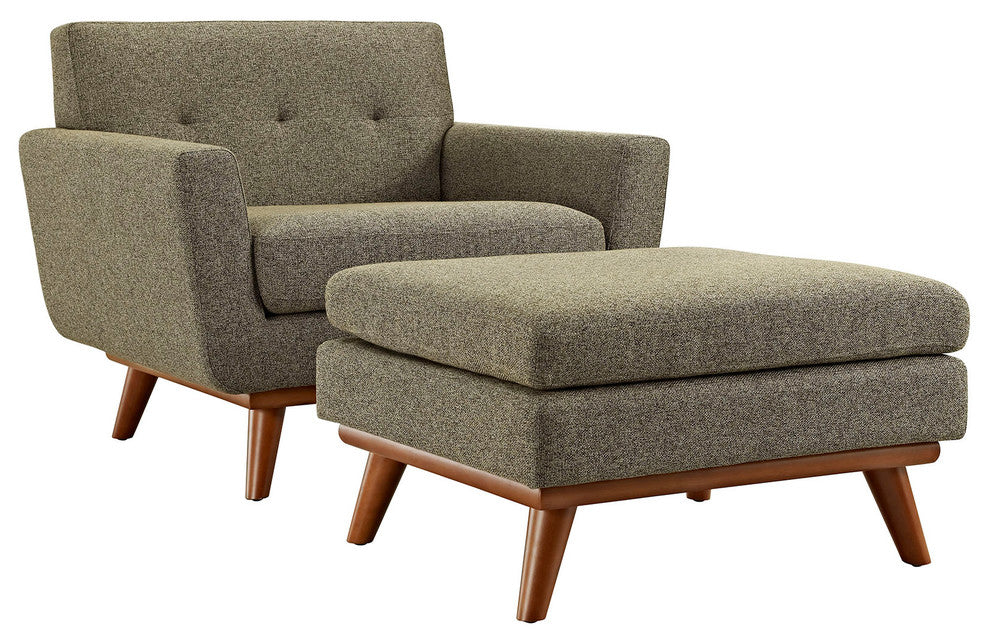 Modern Oatmeal Engage 2 Piece Armchair and Ottoman