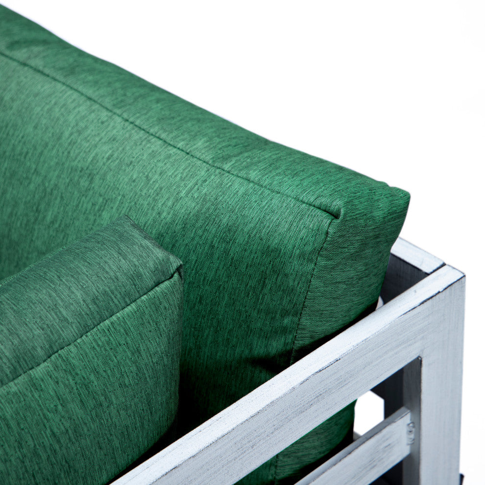 LeisureMod Chelsea 6-Piece Patio Sectional, Weathered Gray Aluminum, Green