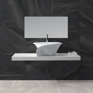 ADM Circular Countertop Vessel Sink, White, 26", Matte White