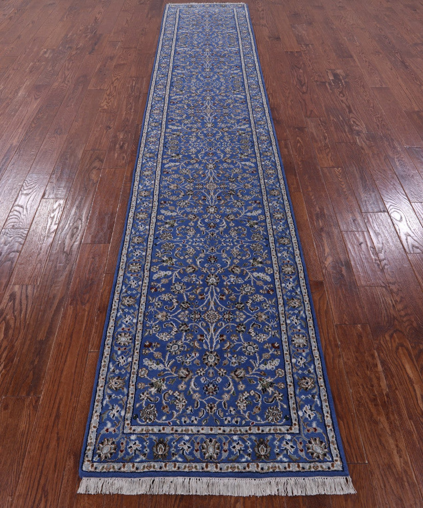 Runner Persian Nain Handmade Wool and Silk Rug 2' 7" X 13' 11" Q11640