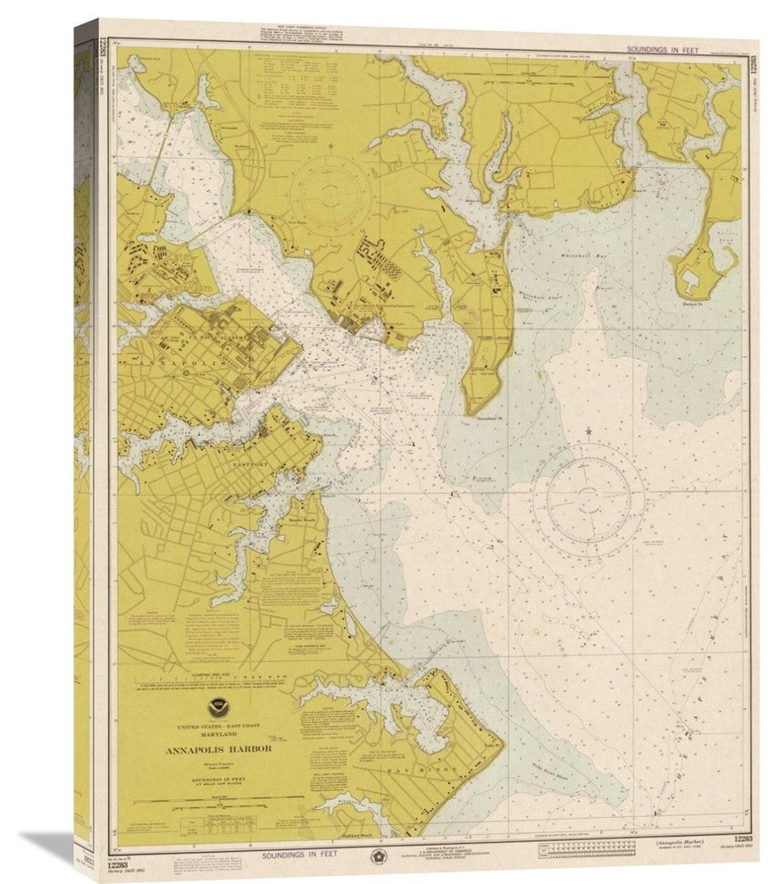 "Nautical Chart - Annapolis Harbor ca" Artwork, 23"x30"