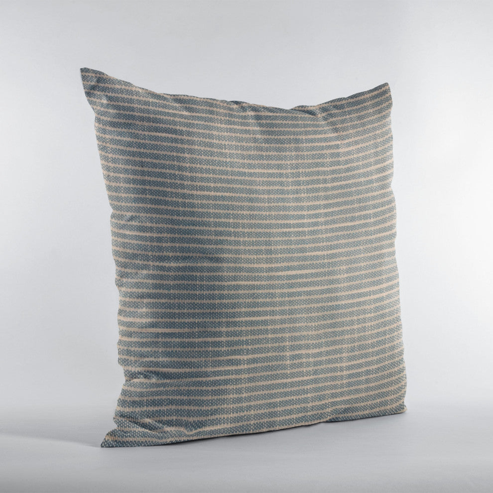 Plutus Blue Simple Stripe Luxury Throw Pillow, 20"x26"