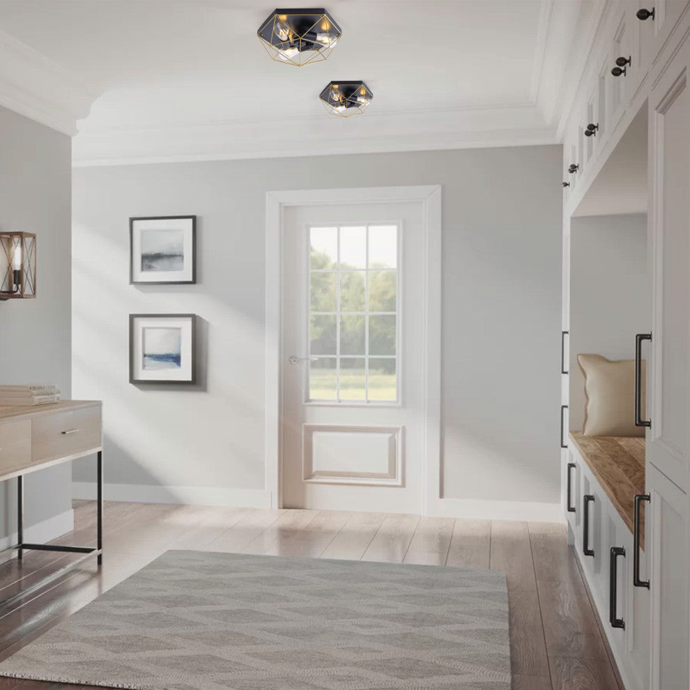3-Light Geometric Flush Mount Light