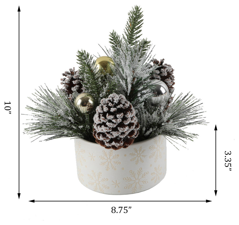 Xmas Mix In 5" Wh Snowfrakes Ceramic