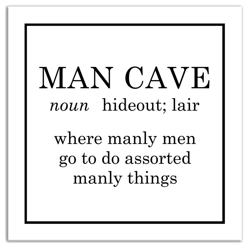 Man Cave Definition 12x12 Canvas Wall Art