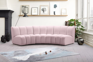 Infinity Channel Tufted Velvet Modular Chair, Pink, 3 Piece
