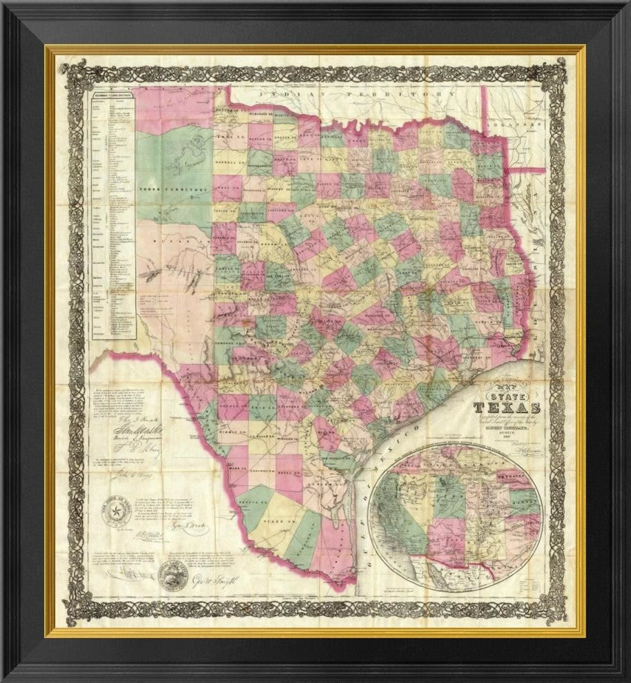 "The State of Texas, 1867" Framed Canvas Giclee by Jacob De Cordova, 24x26"