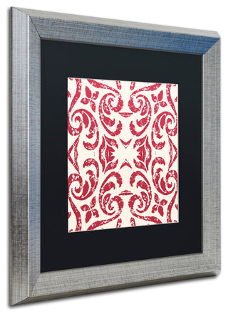 Color Bakery 'Damask Red' Matted Framed Art, Silver Frame, Black Mat, 16x16