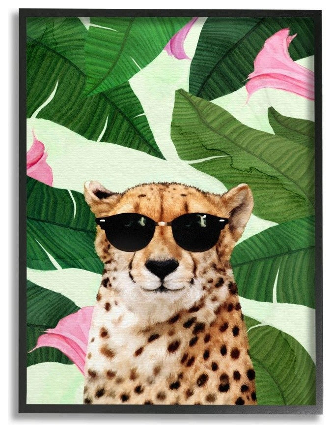 Stupell Industries Fashion Cheetah Funny Flower Tropical Painting, 24 x 30