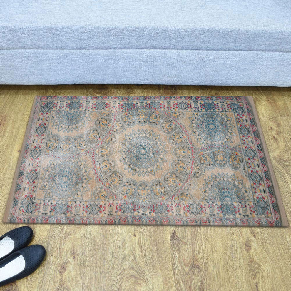 Machine Made Polyester Durable Indoor Outdoor Washable Oriental Pattern Footmat
