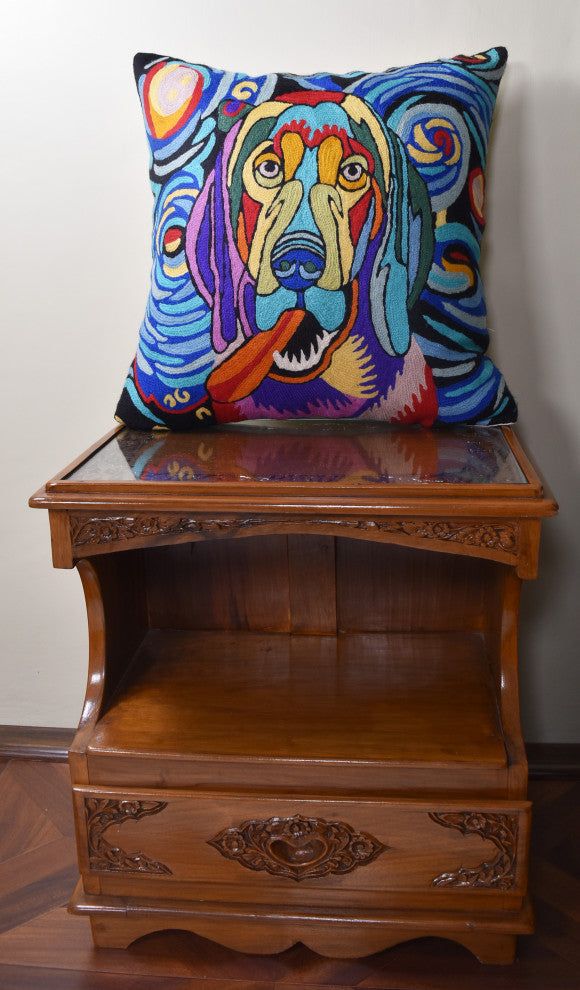 Picasso Dog Pillow Cover Starry Night Dog Pillowcase Hand Embroidered 18x18