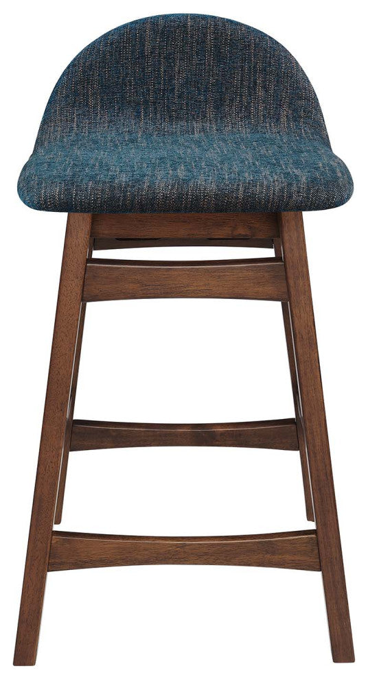 Juno Wood Counter Stool, Set of 2, Navy Fabric