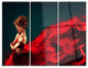 "Woman in Flying Red Dress" Digital Metal Wall Art, 3 Panels, 36"x28"