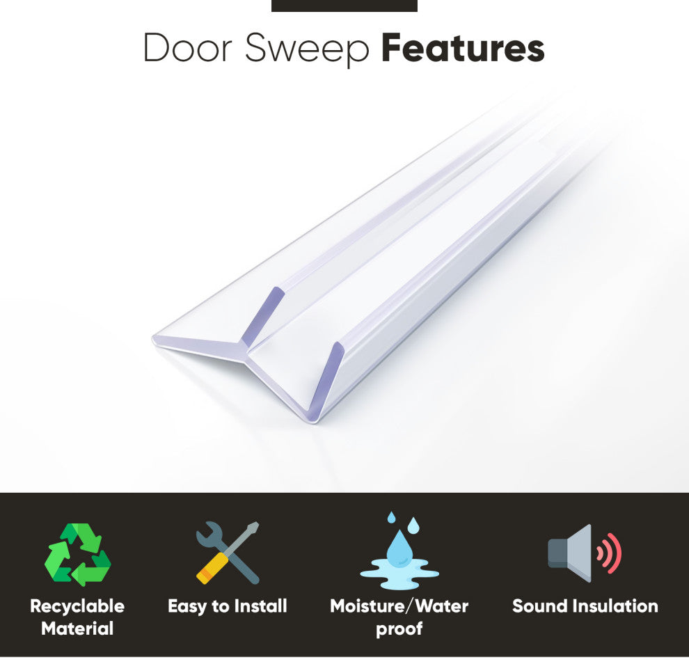 Shower Door Sweep Dual Durometer PVC Seal And Wipe for 3/8