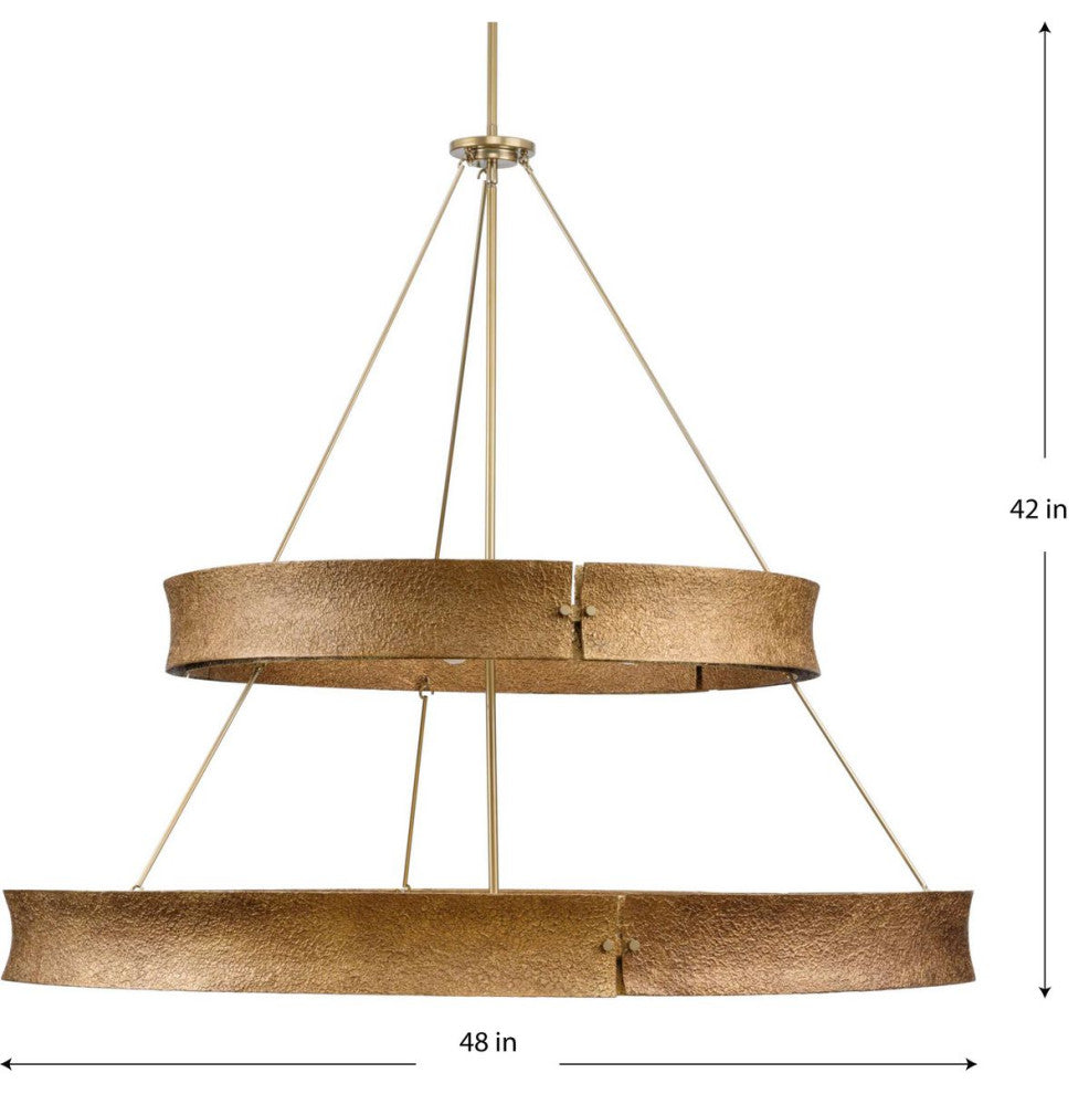 Lusail Collection Soft Gold Luxe Industrial Chandelier, 13-Light