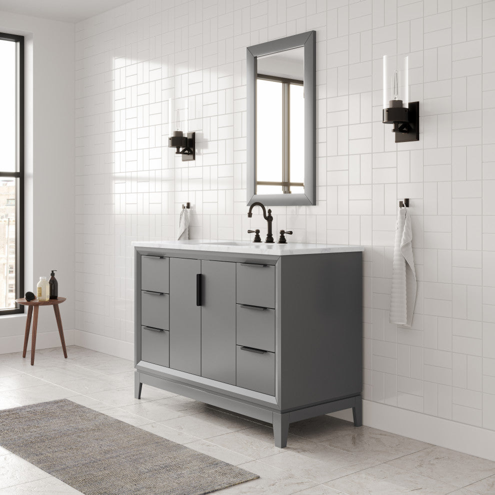 Elizabeth 48" Single Sink Carrara White Marble Vanity, Cashmere Gray