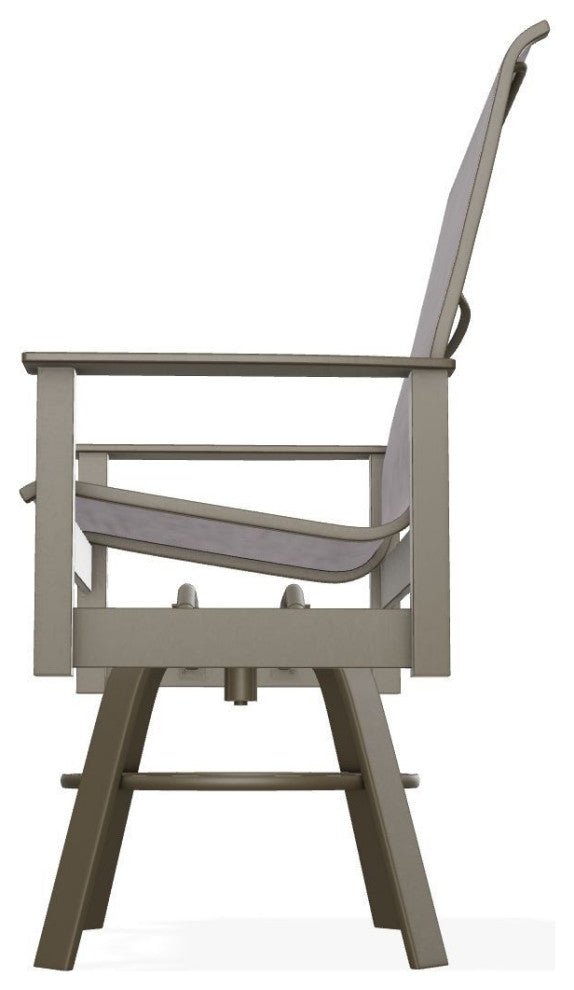 Leeward Sling Balcony Height Outdoor Swivel Armchair, Fossil/Beachwood