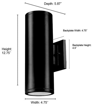2 Light 4.75 in. Powder Coated Black Outdoor