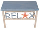Cottage Iron and Wedgewood Blue and Coral Starfish Relax Bench With Weathered To