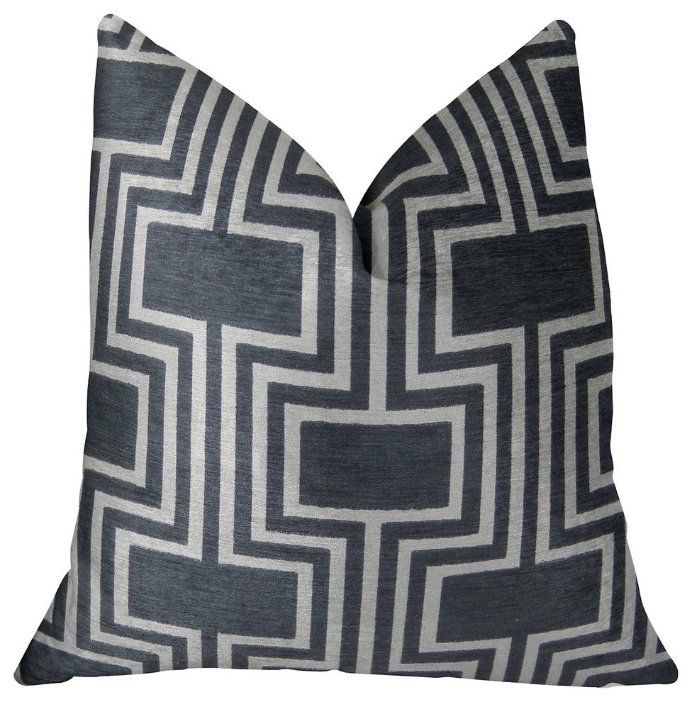 Argyle Square Black and White Handmade Luxury Pillow, 26"x26"