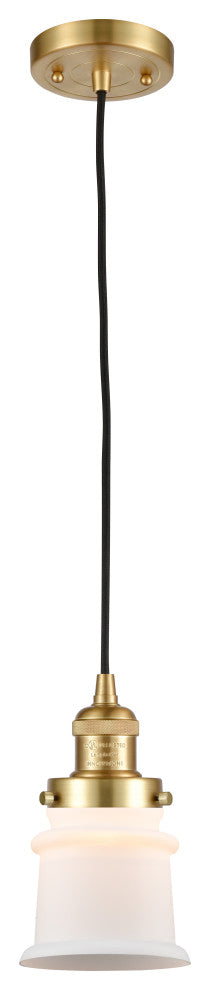 Small Canton 1 Light Mini Pendant, Satin Gold, Matte White