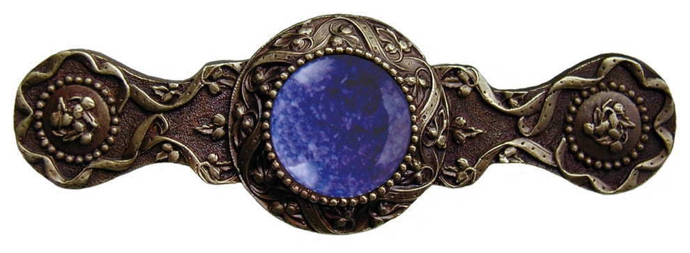 Victorian Jewel Pull Antique Brass/Blue Sodalite