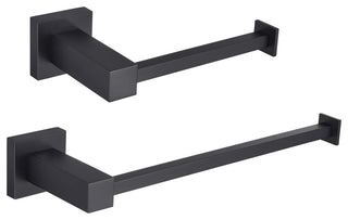 Cube 2-Piece Bathroom Hardware Set, Matte Black