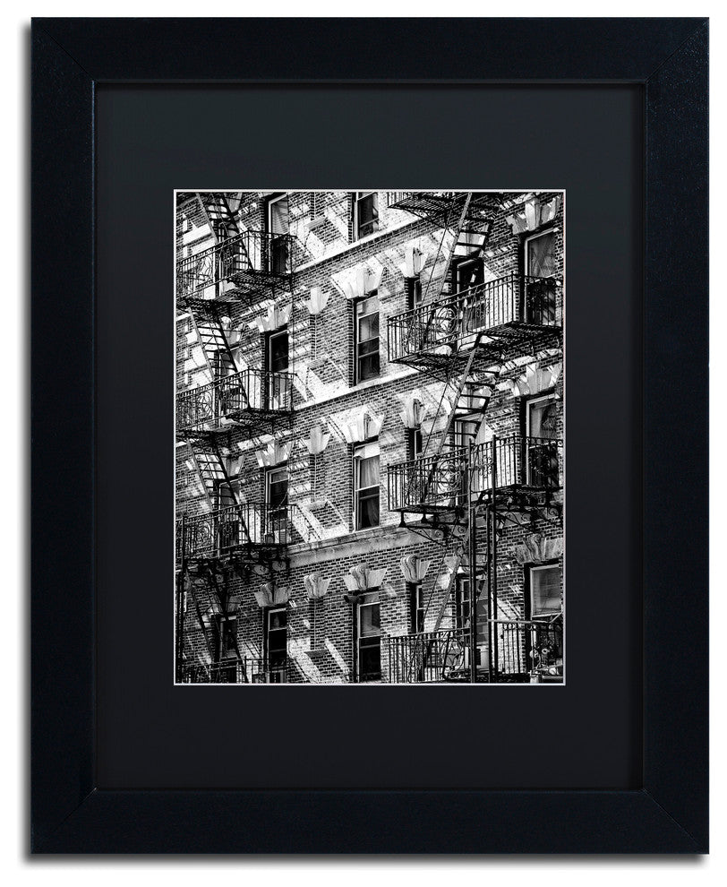 Philippe Hugonnard 'New York Facade', Black Frame, Black Mat, 14x11