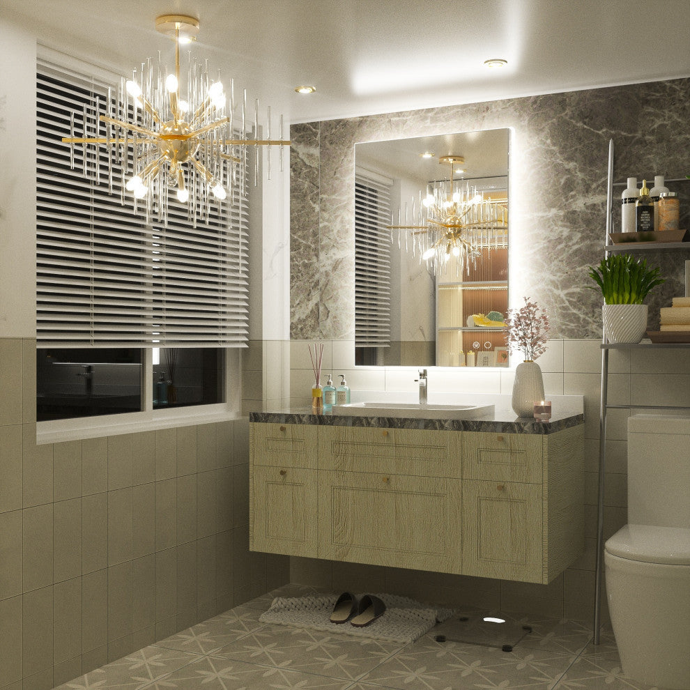 Backlit 3-Color LED Mirror for Bathroom, Anti-Fog Dimmable, 24x36