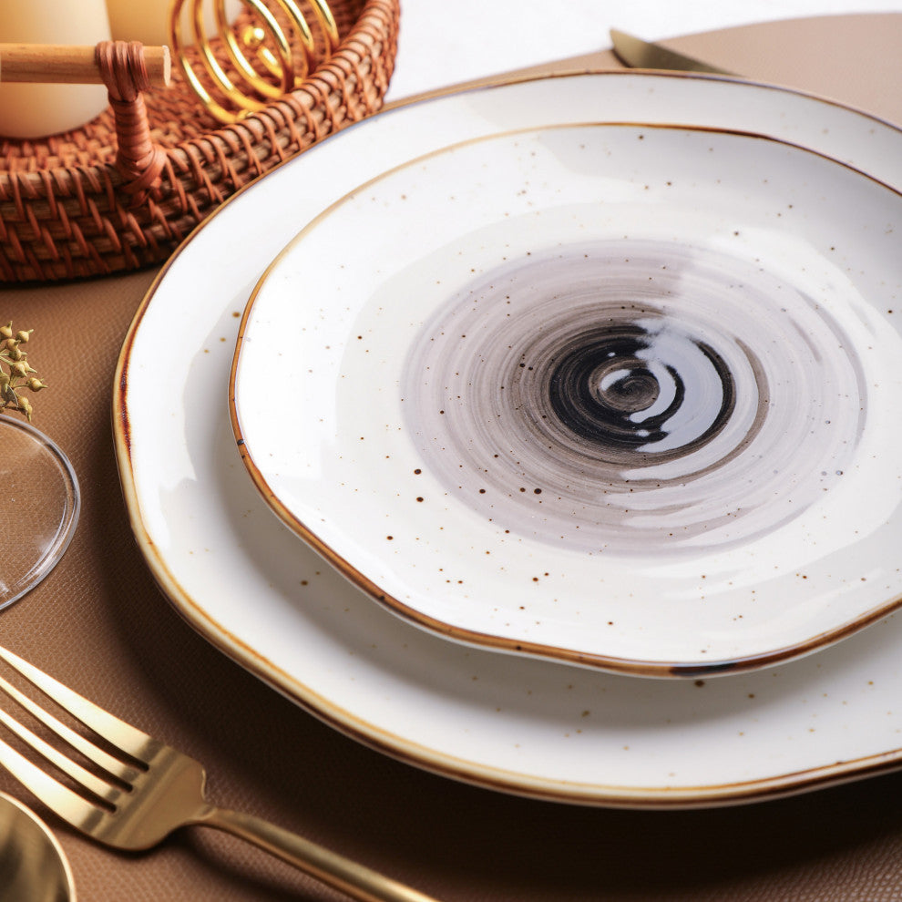Christian Siriano Luma Porcelain 16 Piece Dinnerware Set, Black
