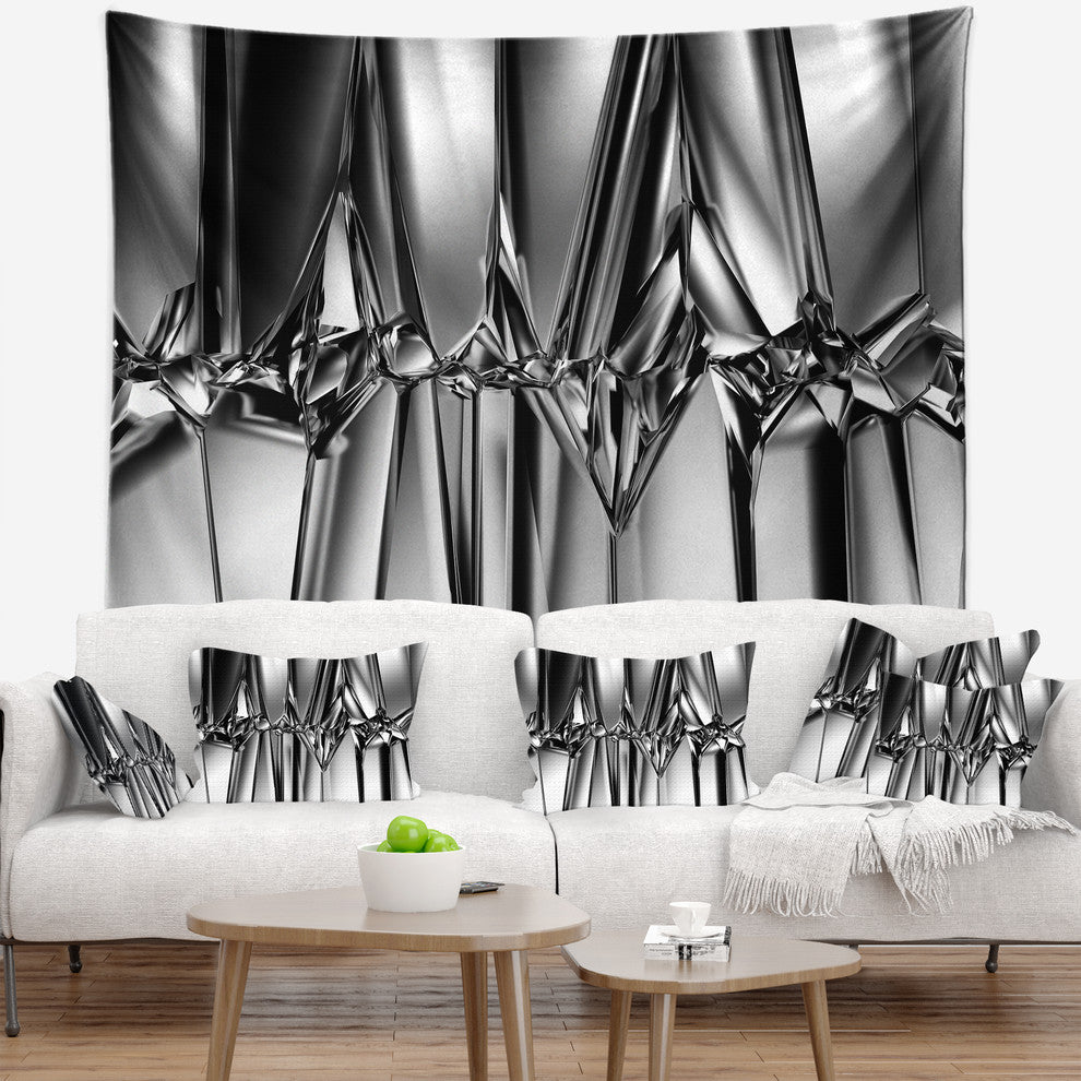 Black White Crystal Background Abstract Wall Tapestry, 92"x78"