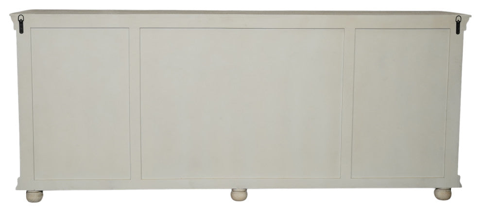 Abigail 4-Drawer 4-Door Floral Carved Wood Sideboard, Limestone Gray