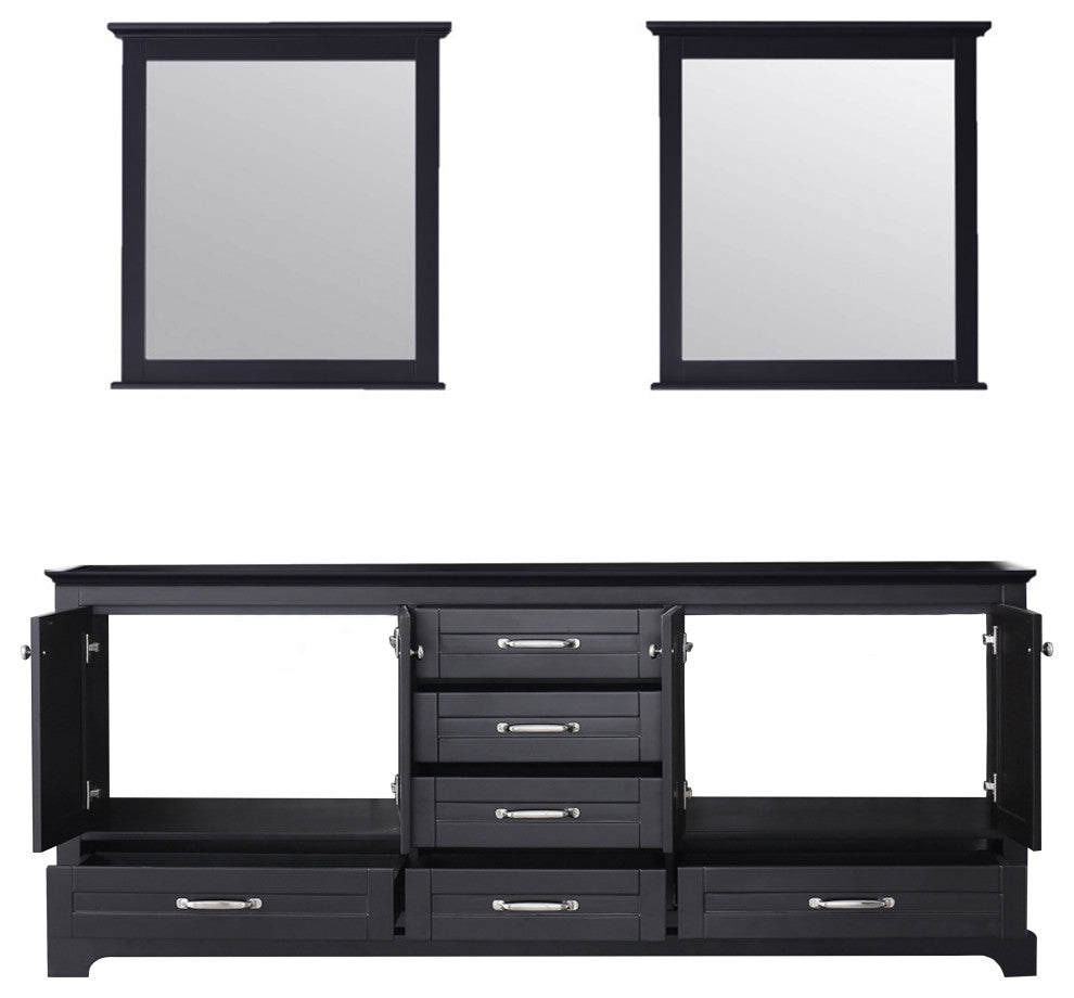 Dukes 80" Espresso Double Bathroom Vanity Cabinet, 30" Wall Mirrors
