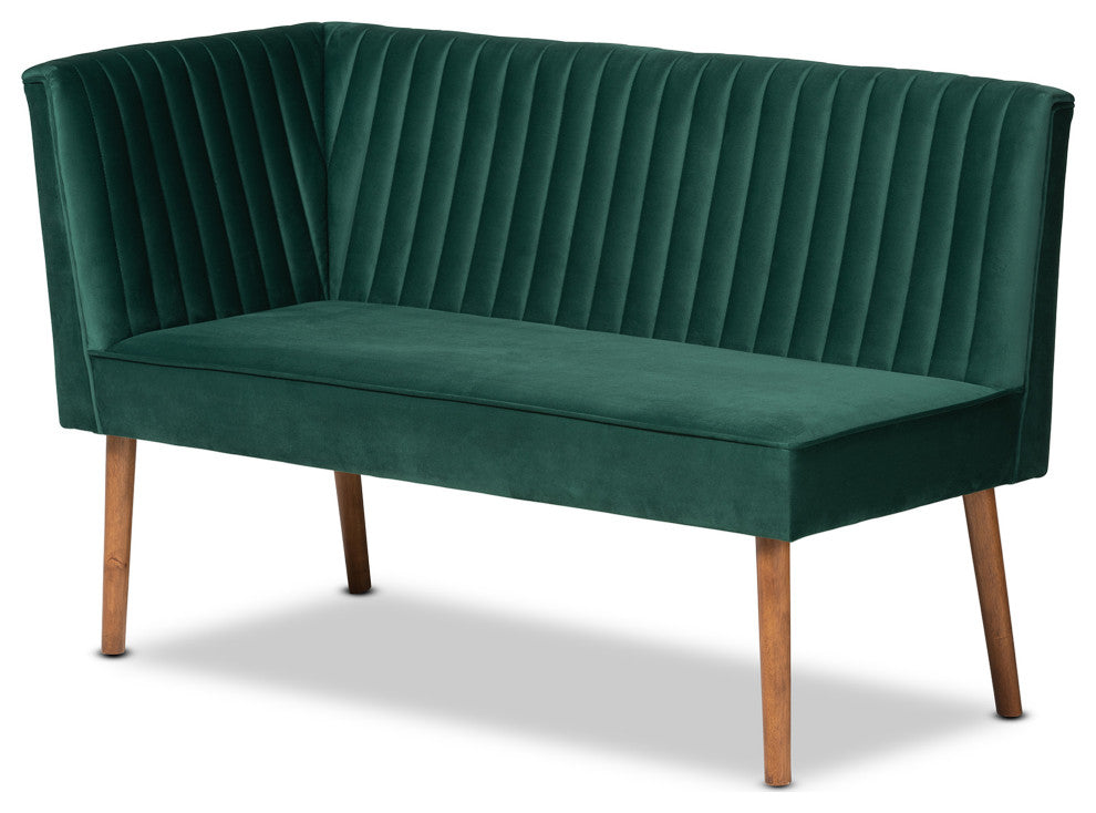 Venera Mid-Century Modern Dining Collection, Emerald Green/Walnut Brown, 2-Piece