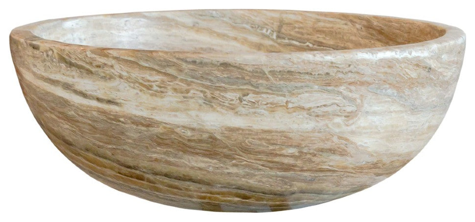 Traonyx Travertine Onyx Natural Stone Vessel Sink (D)16" (H)6"