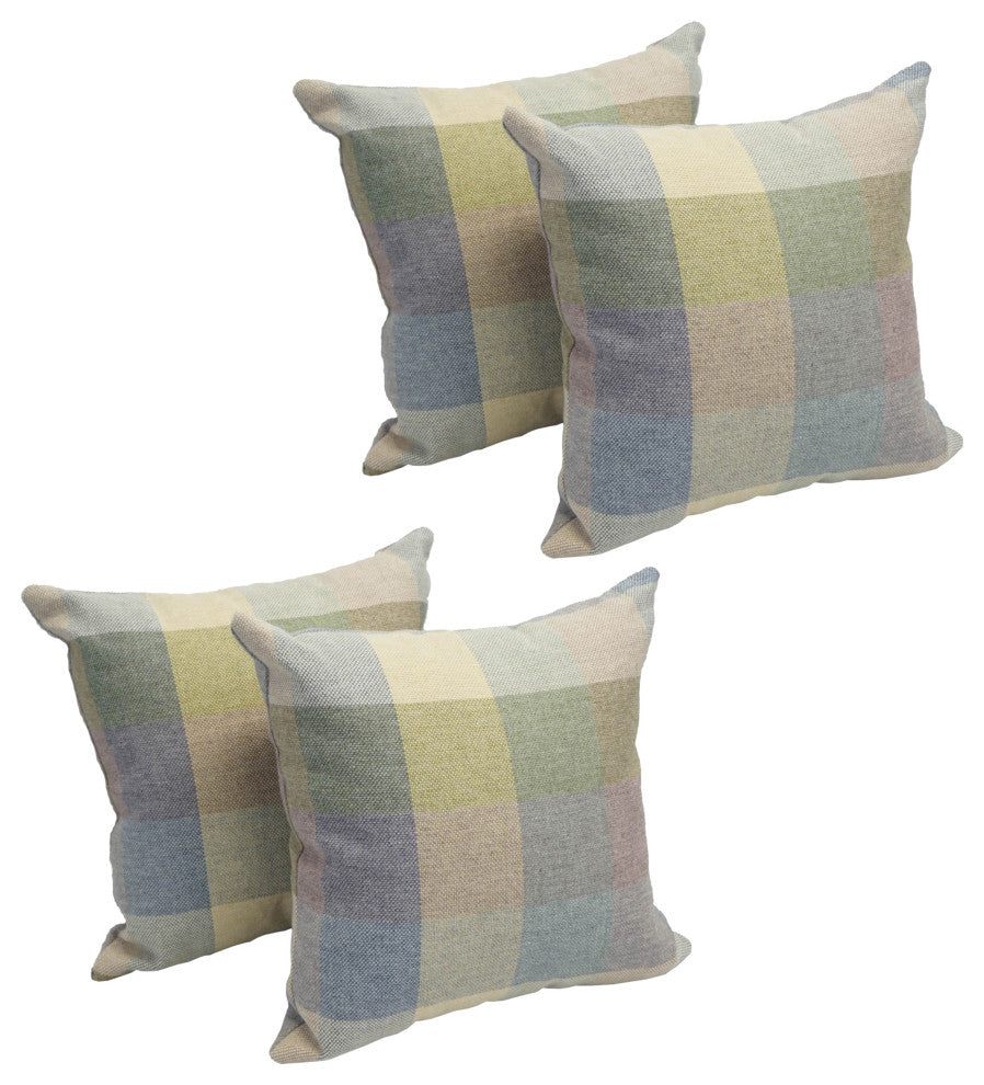 17" Jacquard Throw Pillows With Inserts, Set of 4, Vintage Plaid