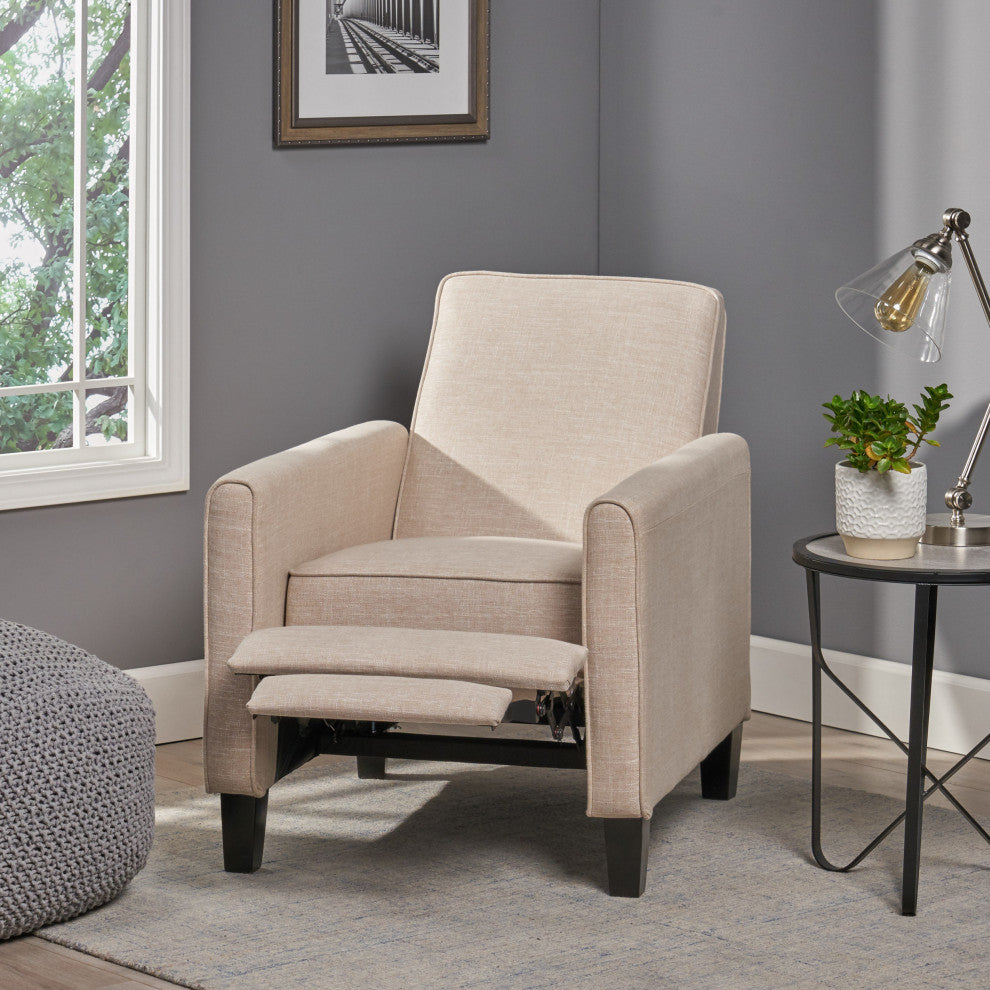 GDF Studio Hinus Indoor Upholstery Club Chair Recliner, Light Beige