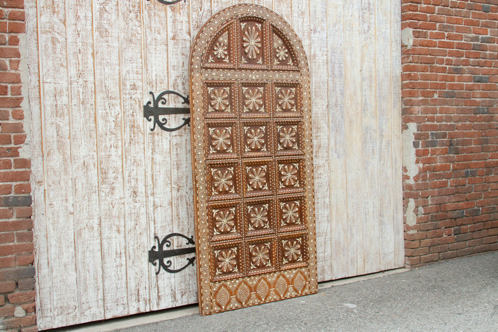 Extraordinary Sunburst Indo-Portuguese Inlaid Arched Door