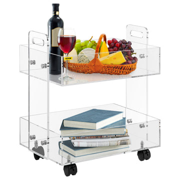 VEVOR Acrylic Serving Cart Acrylic Side Table 2 Tier 0.3 in Board Holds 66 lbs