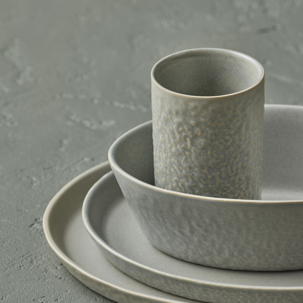 Stone by Mercer Project Katachi Stoneware 32 Piece Dinnerware Set, Grey