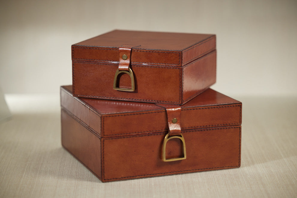 Chadwell Square Leather Decorative Box, Large