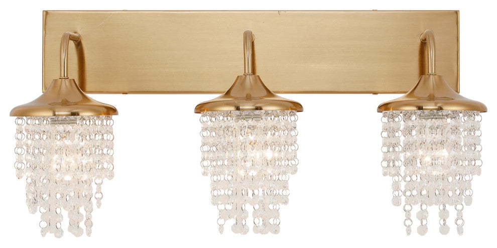 Modern 3-Light Golden Wall Sconce with Crystal Shade